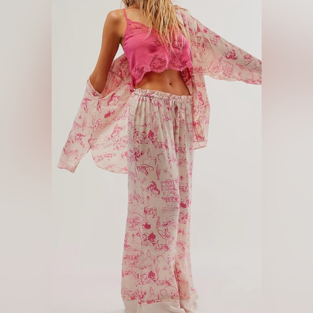 Pink and Cream Satin Set